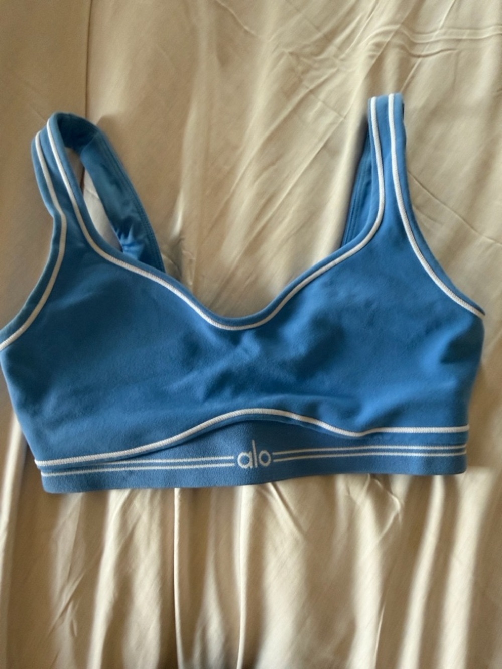 Alo Airbrush Heart Throb Bra Crystal Clear Blue